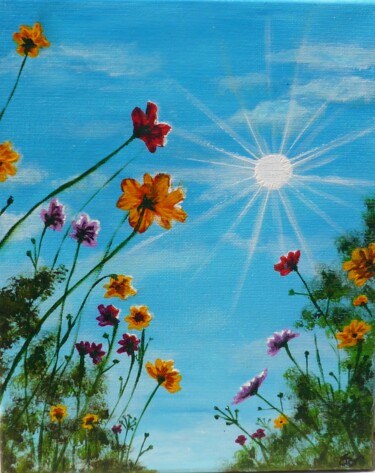 Pintura intitulada "Fleurs des champs" por Aurore Griffon, Obras de arte originais, Acrílico