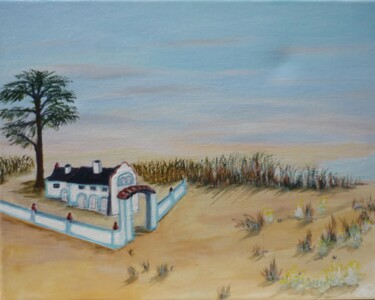 Schilderij getiteld "La quinta" door Aurore Griffon, Origineel Kunstwerk, Acryl Gemonteerd op Frame voor houten brancard