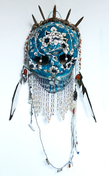 Pie Bleue Sculpture intitulée "Pie Bleue" par Aurore Lanteri, Œuvre d'art originale, Collages