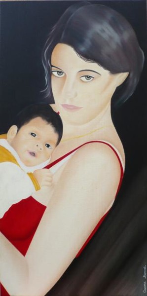 Peinture intitulée "La Maternité" par Aurore Bonnet, Œuvre d'art originale, Huile