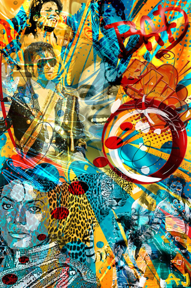 Digital Arts titled "King of Pop II" by Aurore Joly, Original Artwork, Digital Painting