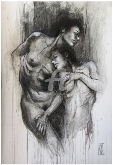 Painting titled "duo de femmes" by Aurore Lephilipponnat, Original Artwork, Acrylic