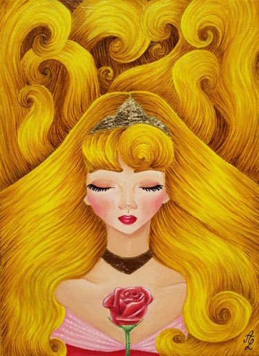 Painting titled "La belle au bois do…" by Aurore Loallyn, Original Artwork, Acrylic