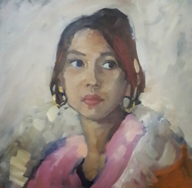 Peinture intitulée "Портрет девушки." par Dona, Œuvre d'art originale, Huile