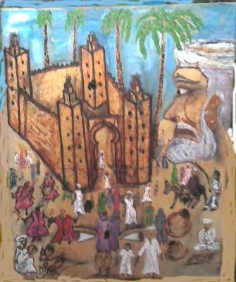 Peinture intitulée "moussem sidi boujlo…" par Autodidactngadi, Œuvre d'art originale, Huile