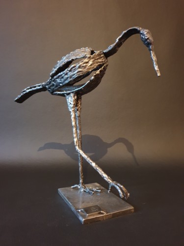 Sculpture titled "L'échassier" by Sandrine Plumard, Original Artwork, Metals