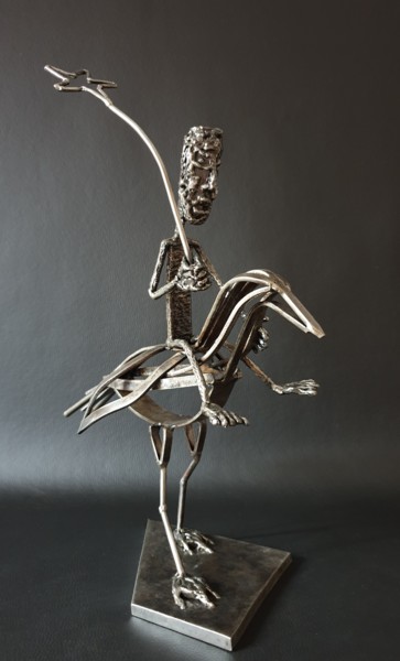 Sculpture intitulée "Le chasseur d'étoil…" par Sandrine Plumard, Œuvre d'art originale, Métaux