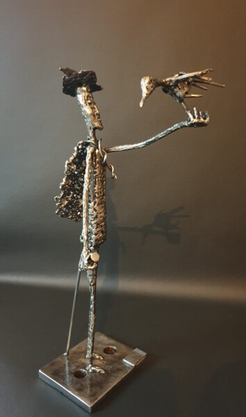 Γλυπτική με τίτλο "Le fauconnier" από Sandrine Plumard, Αυθεντικά έργα τέχνης, Μέταλλα