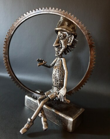 Sculpture titled "Jean-Beu" by Sandrine Plumard, Original Artwork, Metals