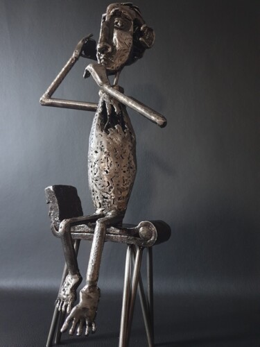 Sculpture intitulée "Taire les idées et…" par Sandrine Plumard, Œuvre d'art originale, Métaux