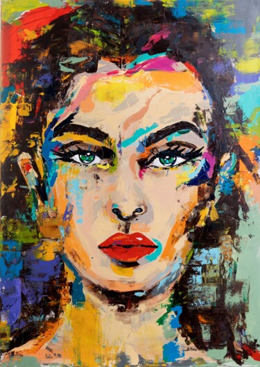 Painting titled "Young Woman in full…" by Ava - Alexa Visual Artist, Original Artwork, Acrylic