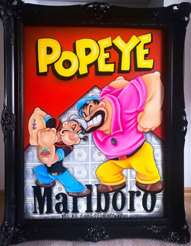 Картина под названием "Popeye vs. Brutus" - Ava Moazen (ArtByAva), Подлинное произведение искусства, Масло