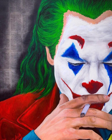 Malerei mit dem Titel "Smoking Joker" von Ava Moazen (ArtByAva), Original-Kunstwerk, Acryl