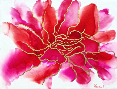 Painting titled "Pink flower" by Natalia Chaikovskaia, Original Artwork, Ink