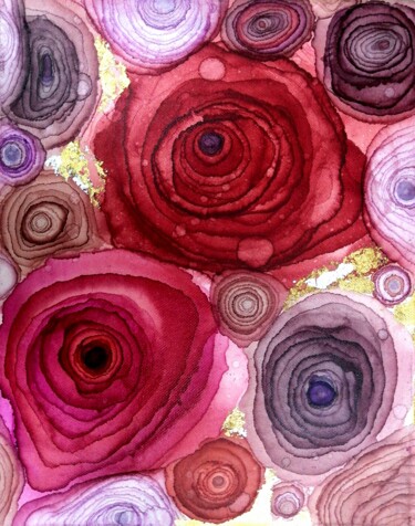 Картина под названием "Red flower" - Наталья Чайковская, Подлинное произведение искусства, Чернила