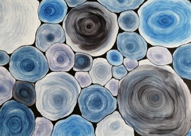 Картина под названием "Blue tea rose" - Наталья Чайковская, Подлинное произведение искусства, Чернила