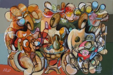 Painting titled "Feast" by Romeo Avagyan, Original Artwork