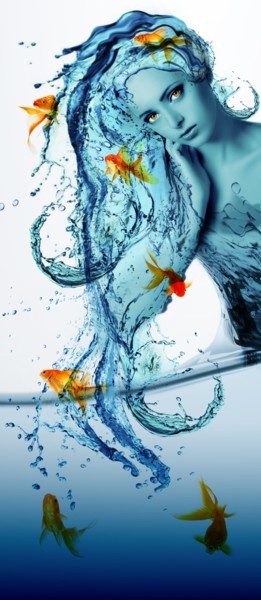 Цифровое искусство под названием "Aquatic Nymph" - Svetlana Avalas, Подлинное произведение искусства