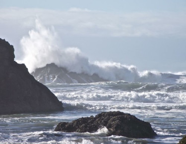 Photography titled "SEASCAPE V: "The Te…" by Curtis H. Jones, Original Artwork, Digital Photography Mounted on Wood Stretche…