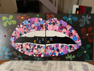 Painting titled "« Kiss Me »" by Murielle Beauvilain, Original Artwork, Acrylic