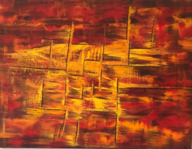Painting titled "« Burning »" by Murielle Beauvilain, Original Artwork, Acrylic