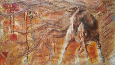Pintura intitulada "PEGASUS HORSE" por Avanstro, Obras de arte originais, Óleo