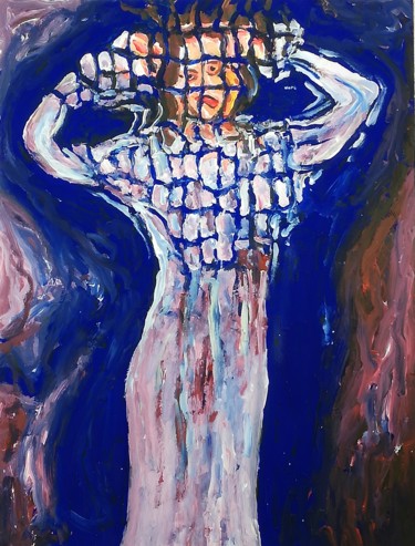 Donna su sfondo blu 30x40 cm ©2017 da Paolo Avanzi