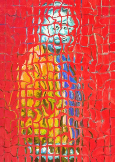 Pittura intitolato "Figura su sfondo ro…" da Paolo Avanzi, Opera d'arte originale, Acrilico
