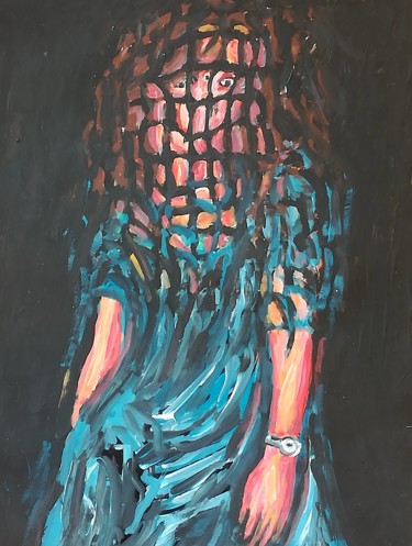 Pittura intitolato "Donna con orologio…" da Paolo Avanzi, Opera d'arte originale, Acrilico