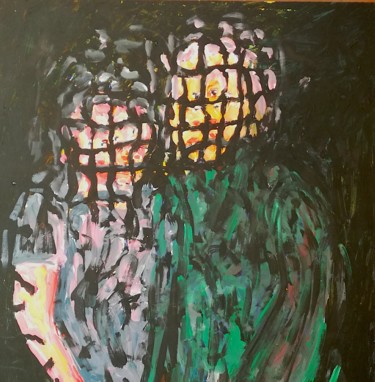 Coppia di uomini su sfondo nero Pittura intitolato "Coppia di uomini su…" da Paolo Avanzi, Opera d'arte originale, Acrilico