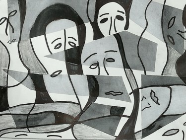 Pittura intitolato "Omaggio a Modigliani" da Paolo Avanzi, Opera d'arte originale, Pennarello