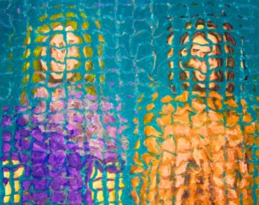 Pittura intitolato "Coppia di donne su…" da Paolo Avanzi, Opera d'arte originale, Acrilico