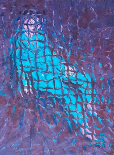 Donna in abito verde sdraiata Pittura intitolato "Donna in abito verd…" da Paolo Avanzi, Opera d'arte originale, Acrilico Montato su Telaio per barella in…