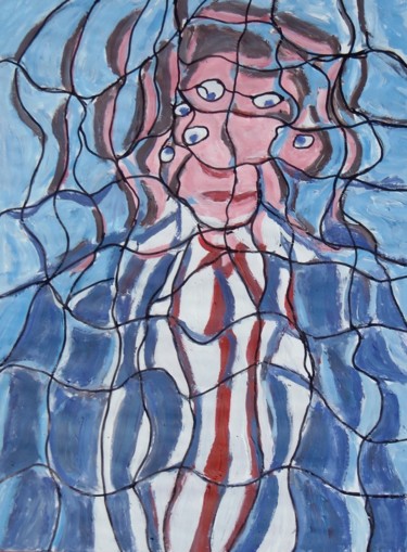 Studio di uomo in giacca blu Pittura intitolato "Studio di uomo in g…" da Paolo Avanzi, Opera d'arte originale, Acrilico