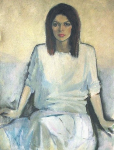 Картина под названием "Татьяна в белом" - Александр Беляков, Подлинное произведение искусства
