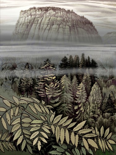 Digitale Kunst mit dem Titel "Sachsen. Der Berg O…" von Konstantin Avdeev, Original-Kunstwerk, Digitale Malerei
