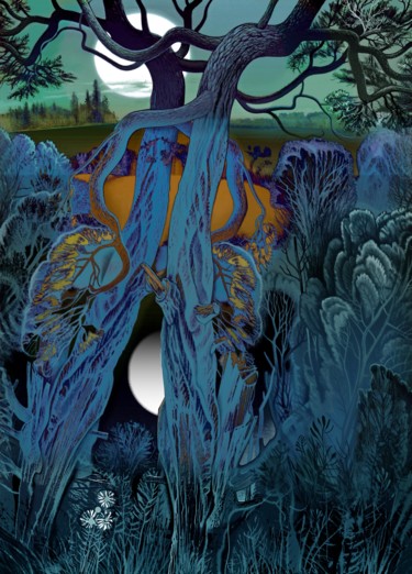 Digitale Kunst getiteld "Die Mondnacht" door Konstantin Avdeev, Origineel Kunstwerk, Digitaal Schilderwerk