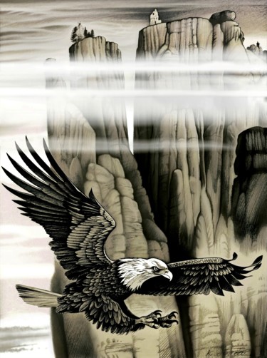 Digital Arts titled "Der Adler und die F…" by Konstantin Avdeev, Original Artwork, Digital Painting