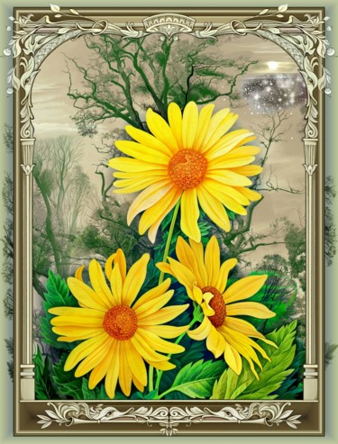 Digital Arts titled "Die gelbe Blumen" by Konstantin Avdeev, Original Artwork, Digital Painting