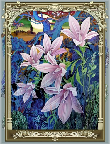Artes digitais intitulada "Nächtliche Blumen" por Konstantin Avdeev, Obras de arte originais, Pintura digital