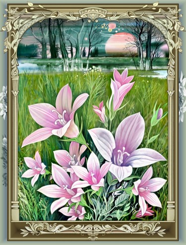 Digital Arts titled "Die Blumen auf der…" by Konstantin Avdeev, Original Artwork, Digital Painting