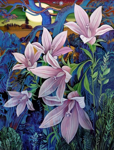 Arte digital titulada "Nächtliche Blumen.…" por Konstantin Avdeev, Obra de arte original, Pintura Digital