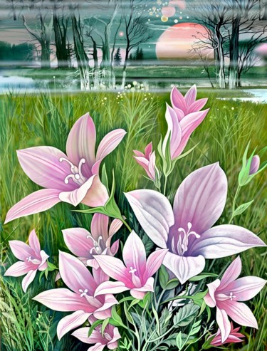 Digital Arts titled "Die Blumen auf der…" by Konstantin Avdeev, Original Artwork, Digital Painting
