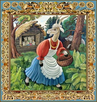 Arte digitale intitolato "die Ziege und die s…" da Konstantin Avdeev, Opera d'arte originale, Pittura digitale