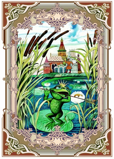 Digitale Kunst mit dem Titel "Die Froschkönigin" von Konstantin Avdeev, Original-Kunstwerk, Digitale Malerei