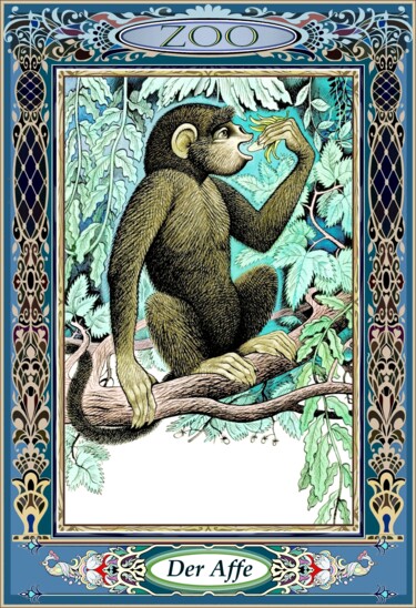 Digitale Kunst mit dem Titel "Der Affe" von Konstantin Avdeev, Original-Kunstwerk, Digitale Malerei