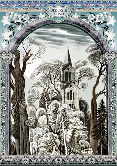 Digitale Kunst mit dem Titel "Erste Schnee" von Konstantin Avdeev, Original-Kunstwerk, Digitaldruck
