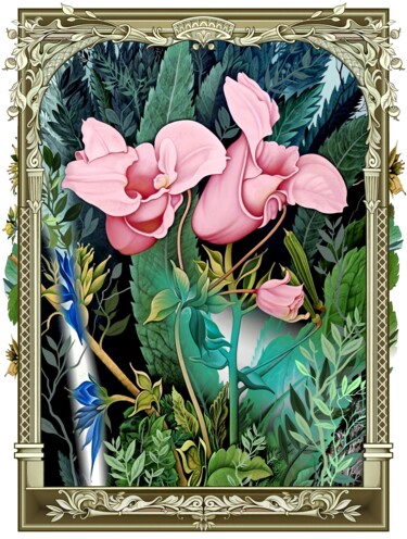 Digitale Kunst getiteld "Rosa Blumen" door Konstantin Avdeev, Origineel Kunstwerk, Digitale afdruk