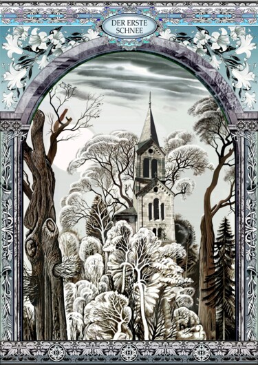 Arte digital titulada "Die Kirche im Schnee" por Konstantin Avdeev, Obra de arte original, Impresión digital