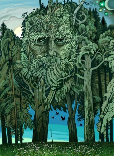 Digitale Kunst mit dem Titel "Waldgeist" von Konstantin Avdeev, Original-Kunstwerk, Digitale Malerei